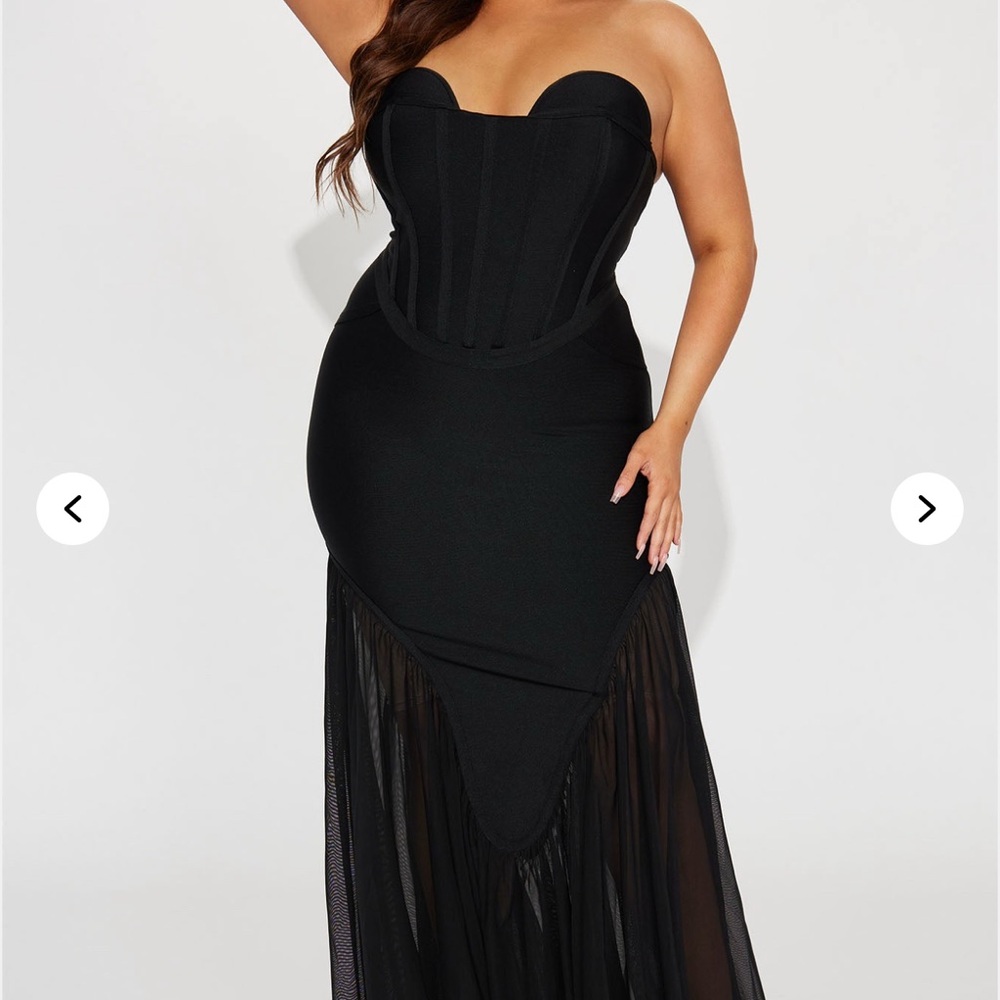 Elegant Black Strapless Evening Dress